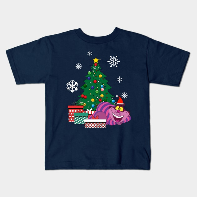 Cheshire Cat Around The Christmas Tree Wonderland Kids T-Shirt by Nova5